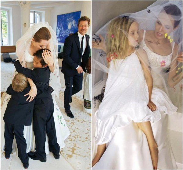 különleges fatyol  Angelina Jolie Brad Pitt esküvő